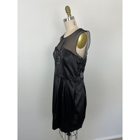 Bisou Bisou NWT Black Sheath Dress 14 Sheer Embroidered Sleeveless LBD - Picture 6 of 15